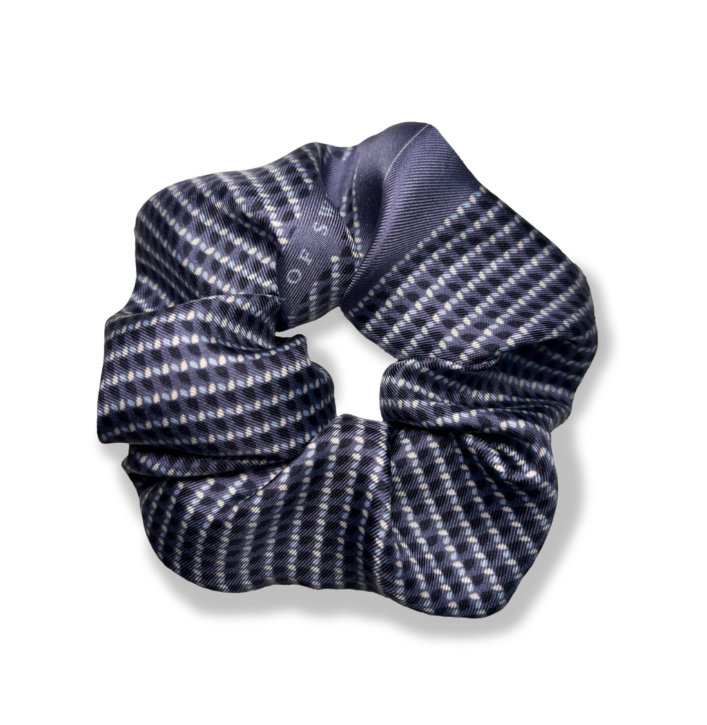 Chouchou en soie sergé de mûrier Navy